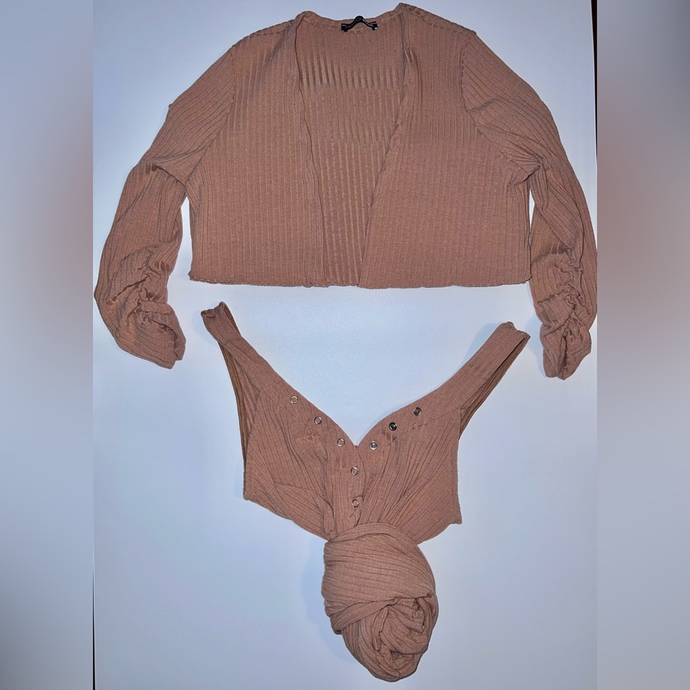 Ribbed dress and cardigan set
